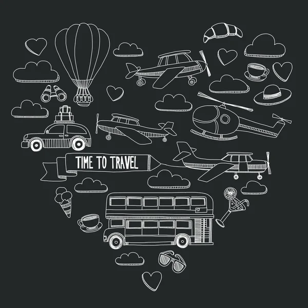 Elle çizilmiş resimler seyahat ve ulaşım