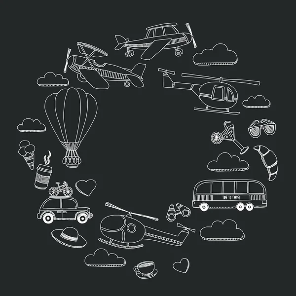 Elle çizilmiş resimler seyahat ve ulaşım
