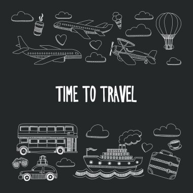 Elle çizilmiş resimler seyahat ve ulaşım