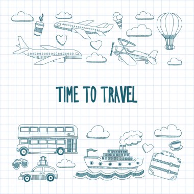 Elle çizilmiş resimler seyahat ve ulaşım