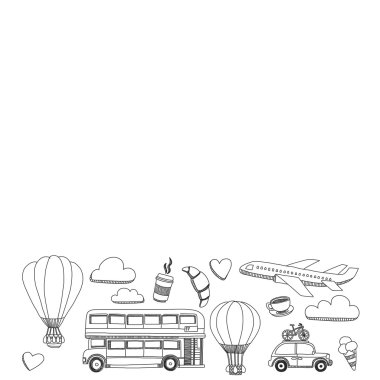 Elle çizilmiş resimler seyahat ve ulaşım
