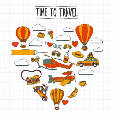 Elle çizilmiş resimler seyahat ve ulaşım