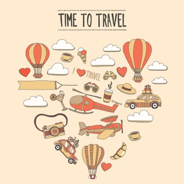 Elle çizilmiş resimler seyahat ve ulaşım