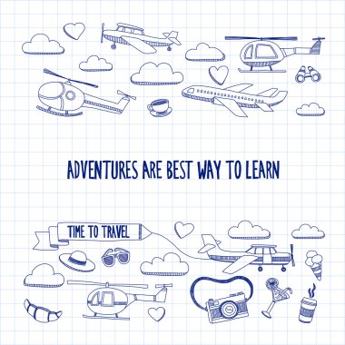 Elle çizilmiş resimler seyahat ve ulaşım