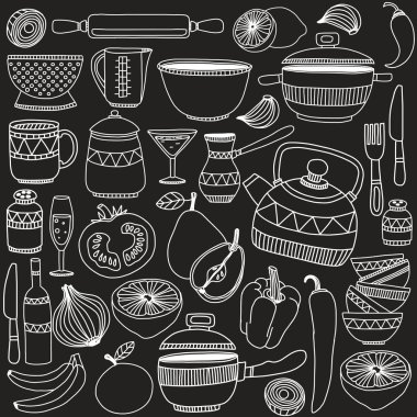 Elle çizilmiş Tencere Seti.