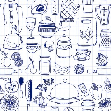 Vektör doodle mutfak eşyaları öğeler kümesi.