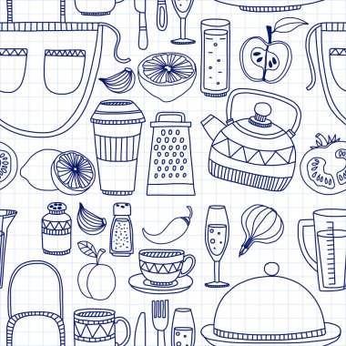 Vektör doodle mutfak eşyaları öğeler kümesi.