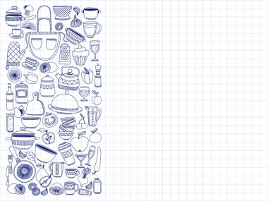 Vektör doodle mutfak eşyaları öğeler kümesi.