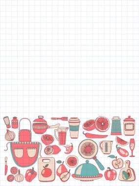 Doodle stil öğeleri pişirme