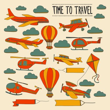 Fotoğraf seyahat için zaman dizi doodle