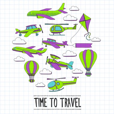 Fotoğraf seyahat için zaman dizi doodle