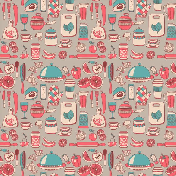 Doodle ensemble d'ustensiles de cuisine — Image vectorielle