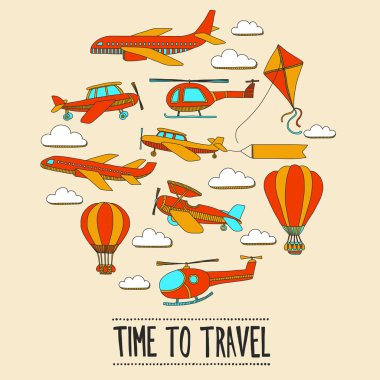 Fotoğraf seyahat için zaman dizi doodle