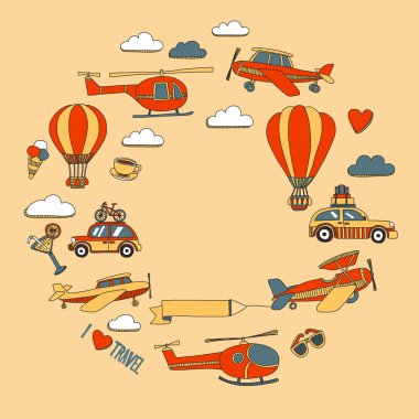 Fotoğraf seyahat için zaman dizi doodle