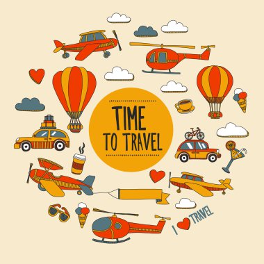 Fotoğraf seyahat için zaman dizi doodle