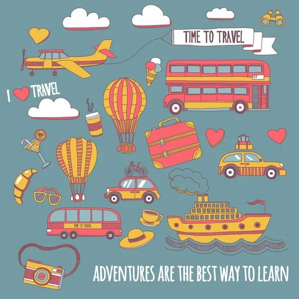 Fotoğraf seyahat için zaman dizi doodle