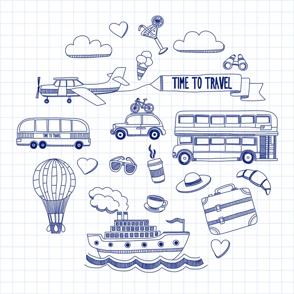 Fotoğraf seyahat için zaman dizi doodle