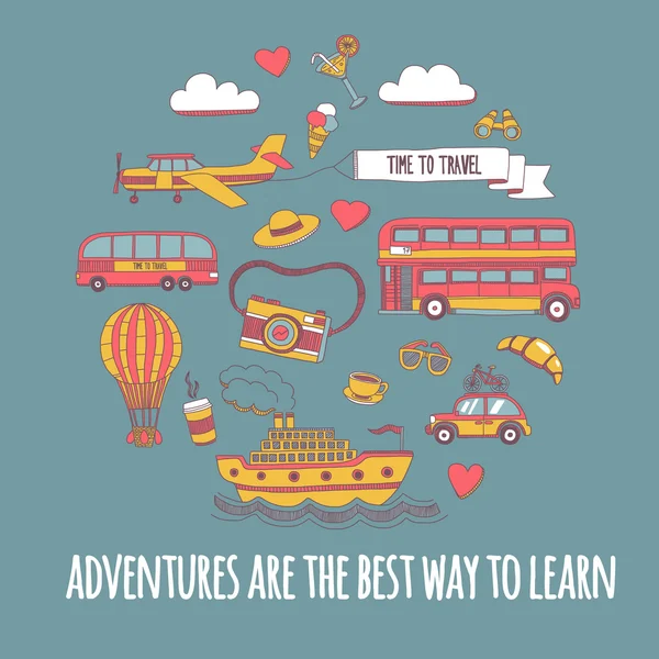 Fotoğraf seyahat için zaman dizi doodle