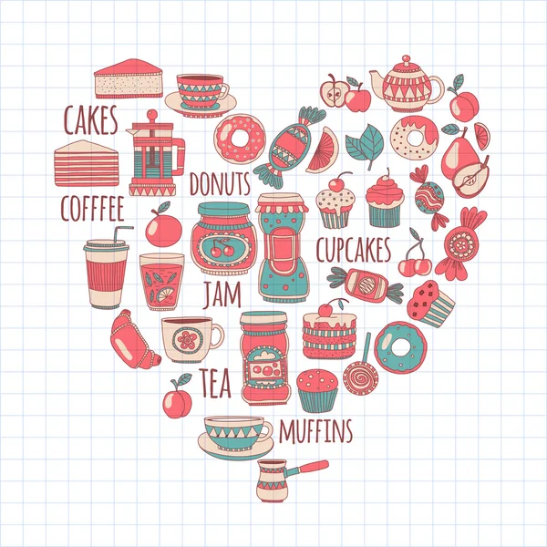 Obrazy na słodycze lub sklep z kawą — Wektor stockowy