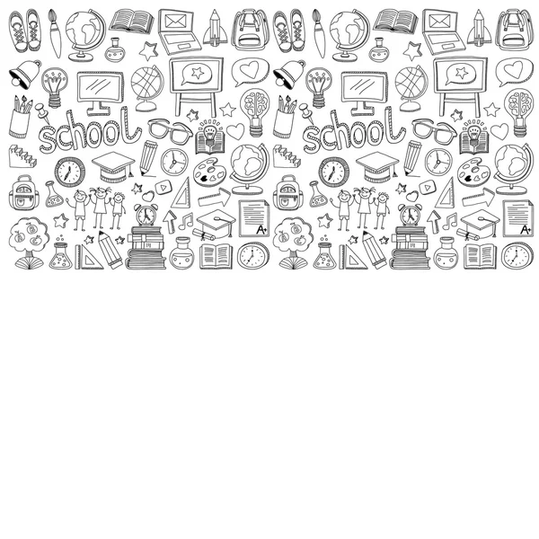Vissza az iskolába doodle készlet. Lineáris ikonok — Stock Vector
