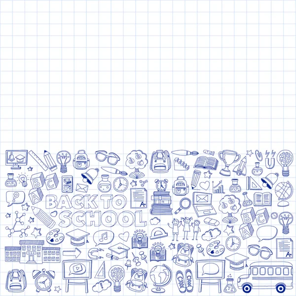 Πίσω στο σχολείο doodle σύνολο. Γραμμική εικονίδια — Διανυσματικό Αρχείο
