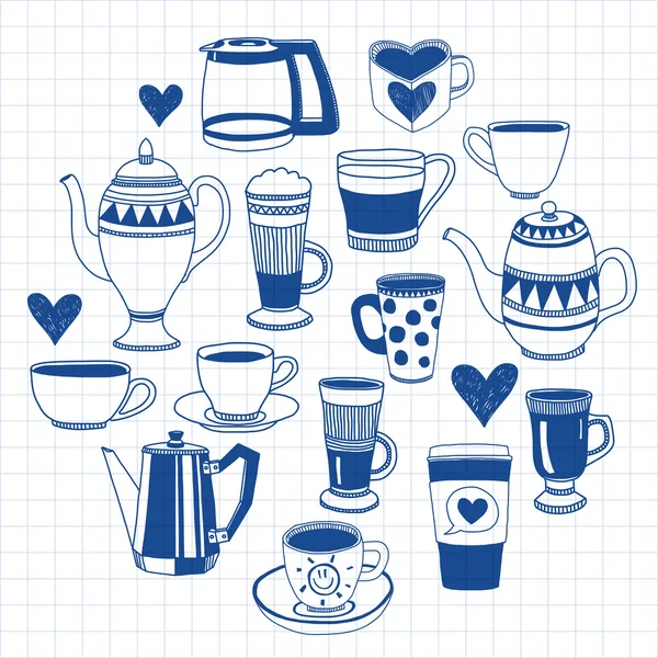 Set colección de teteras y tazas — Vector de stock © Lunter #133205770
