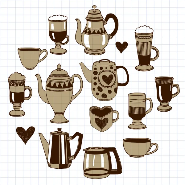 Gran conjunto de vectores con iconos de café — Vector de stock