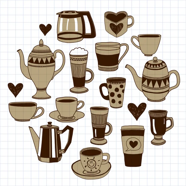 Gran conjunto de vectores con iconos de café — Vector de stock