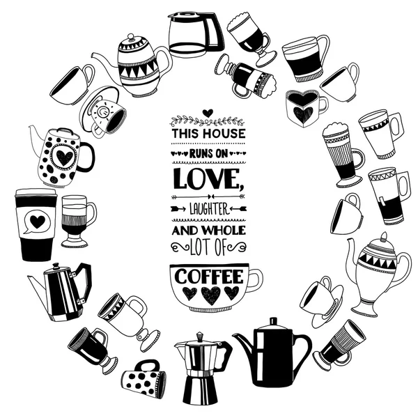Grand ensemble vectoriel avec des icônes de café — Image vectorielle