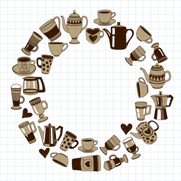 Gran conjunto de vectores con iconos de café — Vector de stock