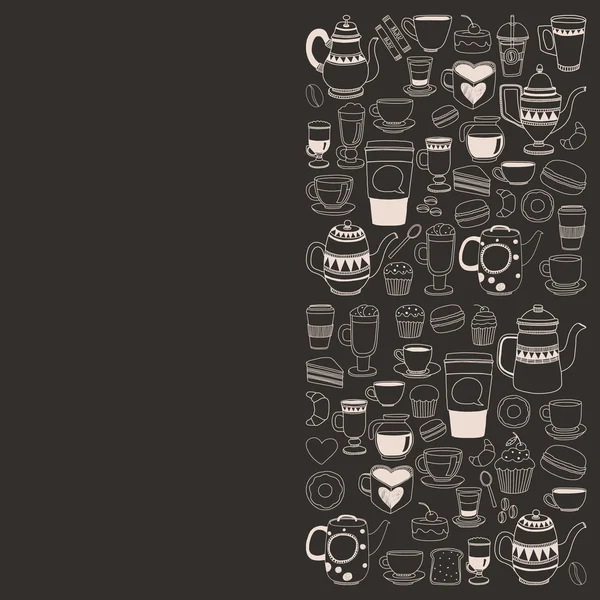 Patrón sin costura dibujado a mano Doodle con café — Vector de stock