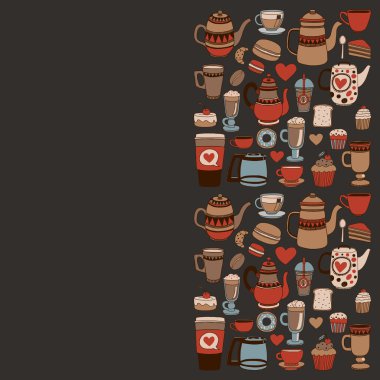 Doodle kahvehane öğeleri ile seamless modeli