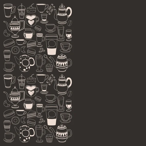 Patrón sin costura dibujado a mano Doodle con café — Vector de stock