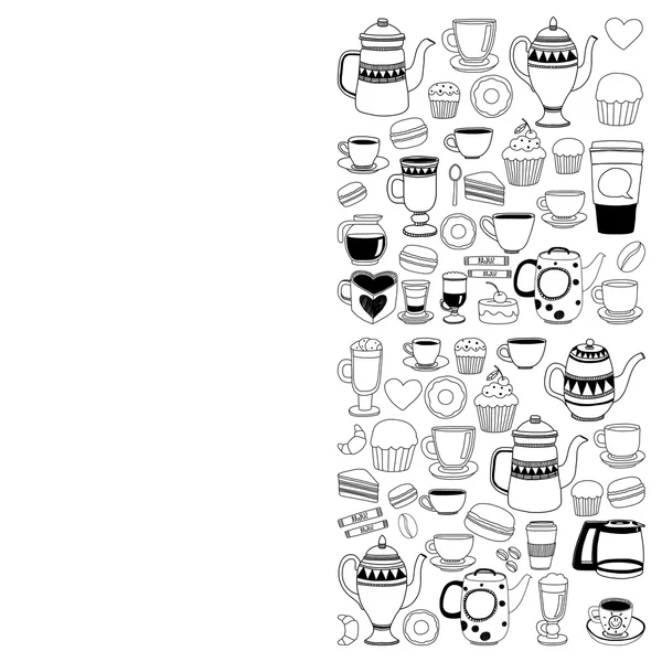 Doodle-Coffee-Shop-Artikel mit nahtlosem Muster — Stockvektor