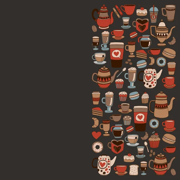 Articles de café Doodle avec motif sans couture — Image vectorielle