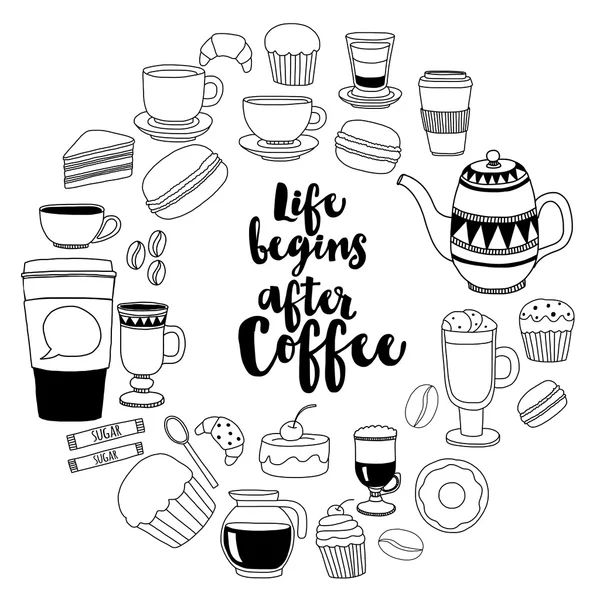 关于咖啡的报价手绘制的海报 — 图库矢量图片