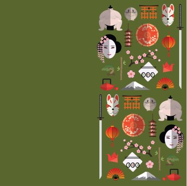 Banner with flat japanese seamless pattern clipart