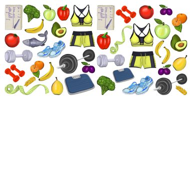Sağlıklı yaşam tarzı simgeleri Doodle tarzı görüntüleri