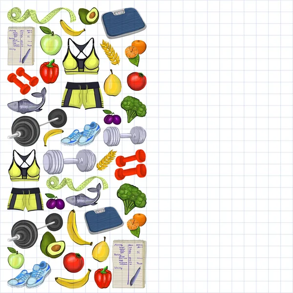 Healthy lifestyle icons Doodle style images — Stock Vector