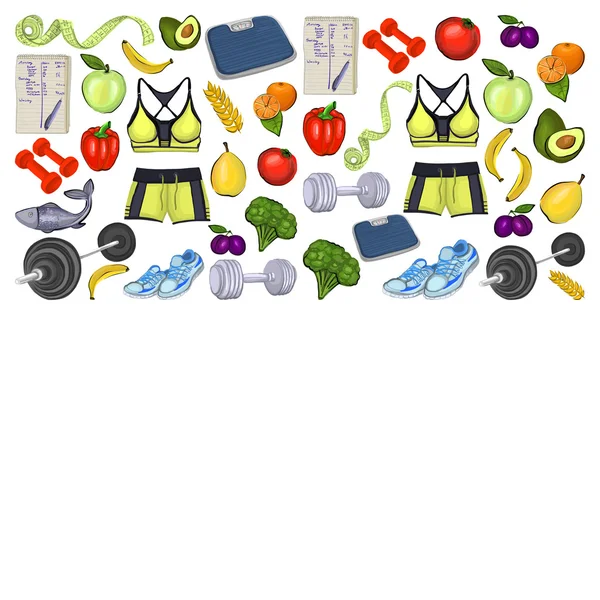 Healthy lifestyle icons Doodle style images — Stock Vector