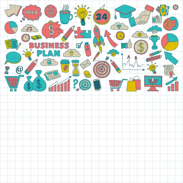 Vector set of doodle business icons — Stock Vector