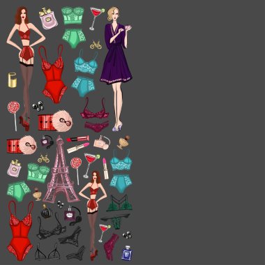 İç çamaşırı ve parfüm ile vektör