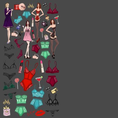 İç çamaşırı ve parfüm ile vektör