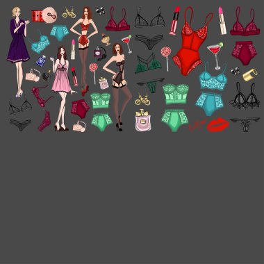 İç çamaşırı ve parfüm ile vektör