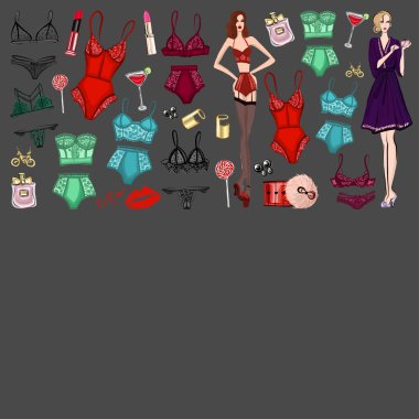 İç çamaşırı ve parfüm ile vektör