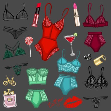 İç çamaşırı ve parfüm ile vektör