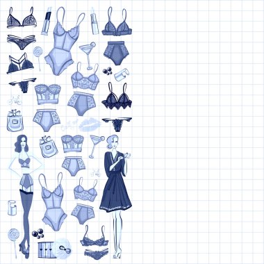 İç çamaşırı ve parfüm ile vektör