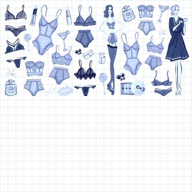 İç çamaşırı ve parfüm ile vektör