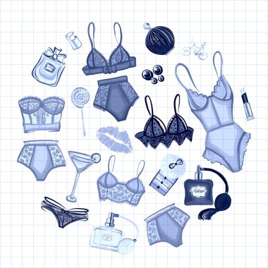 İç çamaşırı ve parfüm ile vektör