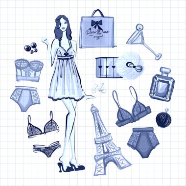 İç çamaşırı ve parfüm ile vektör
